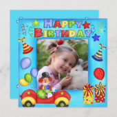 Foto Clown Geburtstagsparty Einladung (Vorne/Hinten)