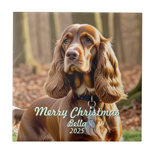 Foto Cocker Spaniel KEEPSAKE Personalize Fliese (Vorderseite)