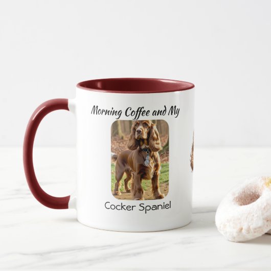 Foto Cocker Spaniel personalisieren Tasse (Mit Donut)