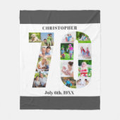 Foto Collage70. Geburtstag Graues weißes Bild Fleecedecke (Vorderseite)