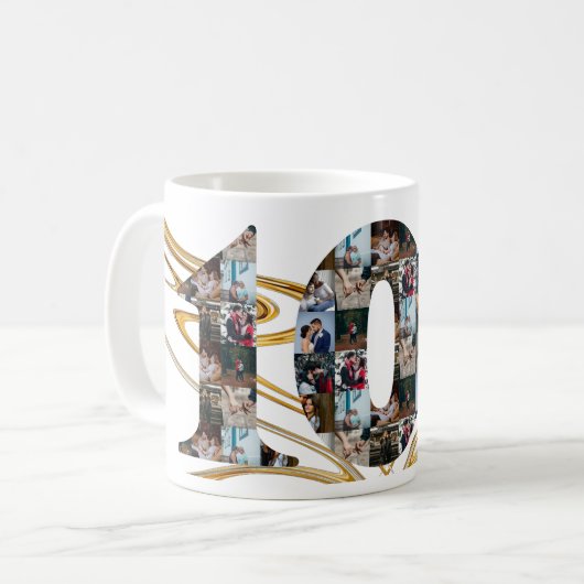 Foto Collage 10 Jahre Jubiläumsgeschenke pro Jahr Kaffeetasse (Vorderseite Links)