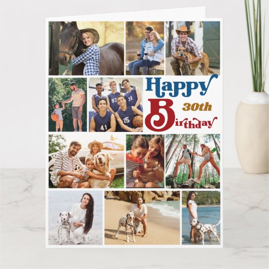Foto Collage 12 Bild jedes Alters großen Geburtsta Karte (Vorderseite)