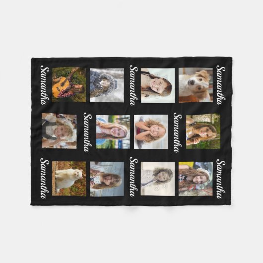 Foto-Collage 12 Instagram Fleecedecke (Vorderseite (Horizontal))