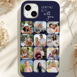 Foto Collage 12 Picture Grid Loving Life with you Case-Mate iPhone 14 Plus Hülle<br><div class="desc">Modernes Foto Collage iPhone Gehäuse mit 12 Ihrer Lieblingsfotos. Es ist mit Liebe Leben mit Ihnen geschrieben - perfekt für glückliche Erinnerungen mit Freunden und Familie. Die Fotovorlage zeigt Ihre Fotos automatisch im quadratischen Format mit abgerundeten Ecken an, die im Foto-Raster-Stil angeordnet sind. Die Telefonabdeckung ist in dunkel lila gedruckt...</div>