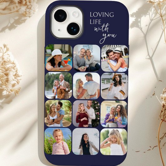 Foto Collage 12 Picture Grid Loving Life with you Case-Mate iPhone Hülle