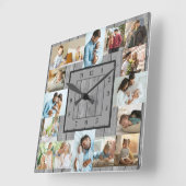 Foto Collage 16 Bild Grau Holz nummeriert Quadratische Wanduhr (Winkel)