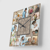 Foto Collage 16 Bild Rustikales Holz nummeriert Quadratische Wanduhr (Winkel)