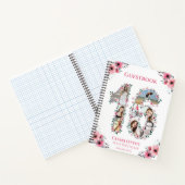 Foto Collage 16. Geburtstag Pink Blume Gästebuch Notizblock (Innenseite)