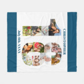 Foto Collage 18. Geburtstag Blue White Picture Fleecedecke (Vorderseite (Horizontal))