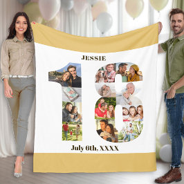 Foto Collage 18. Geburtstag neutrales Sandbild Fleecedecke