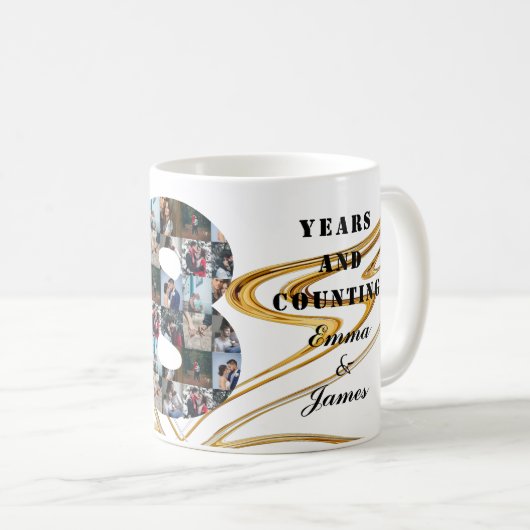 Foto Collage 18 Jahre Jubiläumsgeschenke nach Jahr Kaffeetasse (VorderseiteRechts)