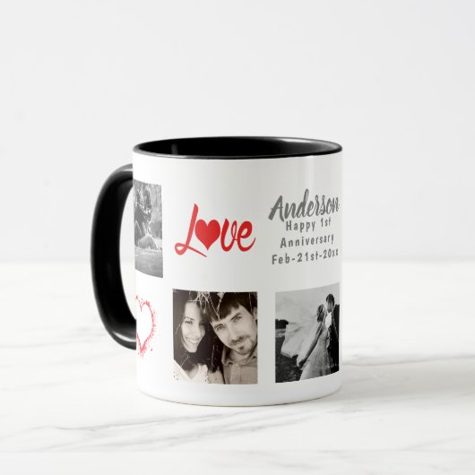 FOTO COLLAGE 1. 5. 10. 15. Jubiläum Moderne Tasse (Vorderseite Links)