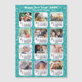 Foto Collage 2026 Kalenderfamilie Modernes Blau Magnetkarte (Vorderseite)
