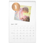 Foto-Collage 2026 mit Monogramm orange Kalender (Mär 2027)