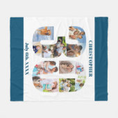 Foto Collage 30. Geburtstag Blue White Picture Fleecedecke (Vorderseite (Horizontal))