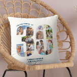 Foto Collage 30. Geburtstag Personalisiert Keepake Kissen<br><div class="desc">Personalisiertes 30. Geburtstagsgeschenk. Dieses dekorative Kissen hat eine gepflegte Collage aus Foto, die zu einer Zahl 30 mit ozeanblauer Typografie geformt wurde. Der Wortlaut lautet "Die großen Drei - 0!" zusammen mit Ihrem individuelle Name und Geburtsdatum (alles, was Sie bearbeiten oder leerverlassen können). Die Vorlage ist für Sie bereit, um...</div>