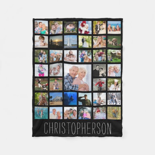 Foto Collage 39 Bilder bearbeitbare Farbe Personal Fleecedecke (Vorderseite)