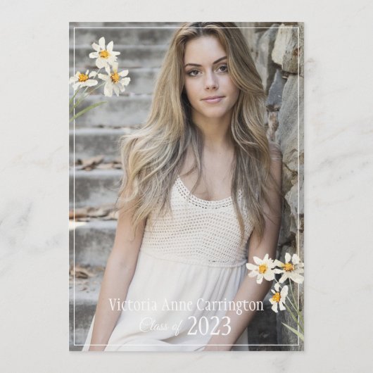 Foto Collage 3 Personalisierter Daisy-Abschluss Ankündigung (Rückseite)