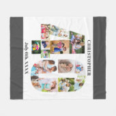 Foto Collage 40. Geburtstag Graues weißes Bild Fleecedecke (Vorderseite (Horizontal))