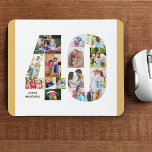 Foto Collage 40. Geburtstag Nummer 40 Custom Mousepad<br><div class="desc">Erstellen Sie Ihr eigenes personalisiertes Mauspad für ein einzigartiges 40. Geburtstagsgeschenk. Die Zahl 40 Foto Collage ist auf einem weißen Hintergrund mit neutralem beigen Sand / gelben Rändern gedämpft und moderne Bronze Typografie. Das Design umfasst bis zu 15 verschiedene Fotografien - in verschiedenen Formen und Größen - um Ihnen die...</div>