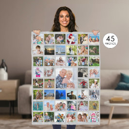 Foto Collage 45 Bilder bearbeitbar Grau Personalis Fleecedecke
