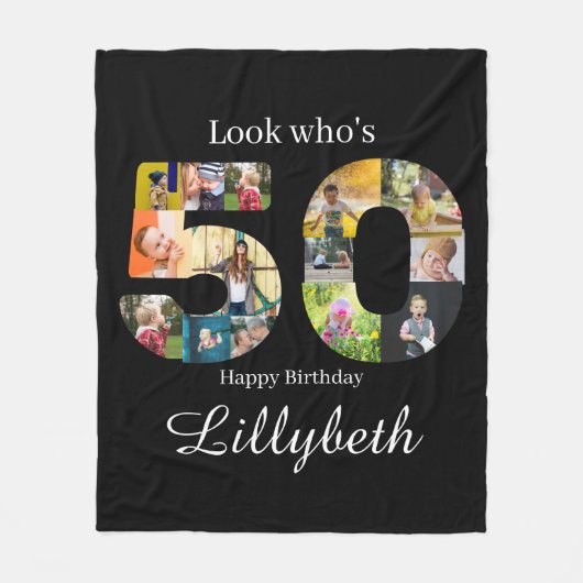 Foto Collage 50. Geburtstag Fleece Blanket (Vorderseite)