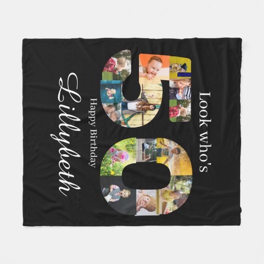 Foto Collage 50. Geburtstag Fleece Blanket (Vorderseite (Horizontal))