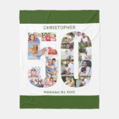 Foto Collage 50. Geburtstag Grün weißes Bild Fleecedecke (Vorderseite)