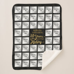 Foto Collage 50. Geburtstag Personalisiert Sherpadecke