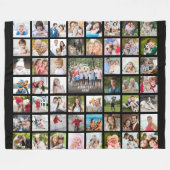 Foto Collage 53 Fotos Personalisiert Schwarze Flee Fleecedecke (Vorderseite (Horizontal))