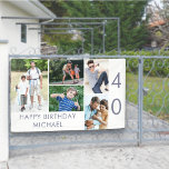 Foto Collage 5 Bild 40. Geburtstagsbanner Banner<br><div class="desc">Personalisiertes Banner zum 40. Geburtstag - oder für jedes andere Alter anpassen! Die Fotovorlage ist für Sie ein Set, um 5 Ihrer Lieblings-Fotos hinzuzufügen, die in einer Foto-Collage von horizontalen Landschaften und vertikalen Porträtformaten angezeigt werden. Die Formulierung lautet einfach "Happy Birthday [your name]" in der modernen Drucktypografie und "40" ist...</div>