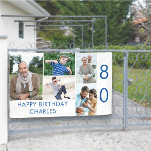 Foto-Collage 5 Bilder 80. Geburtstag Banner