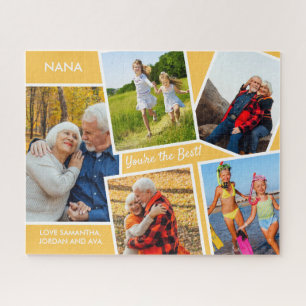 Foto Collage 5 Bilder Gelbe Personalisierte Nana Puzzle