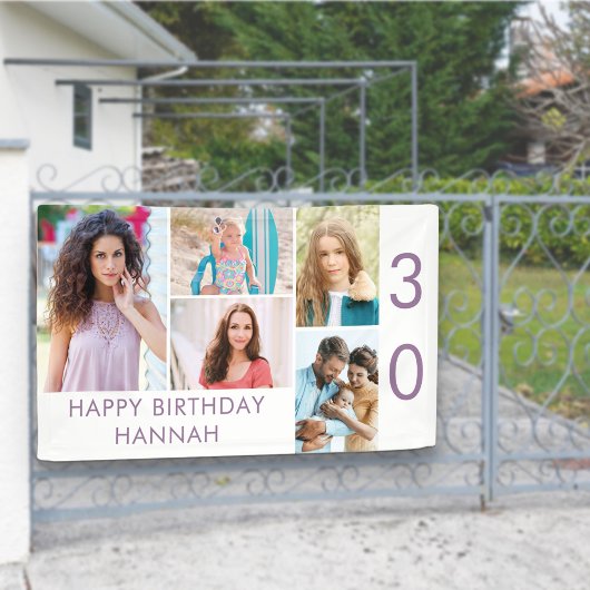 Foto Collage 5 Personalisiert 30. Geburtstag Banner