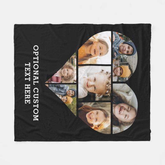 Foto-Collage 7 Bild Personalisiert Schwarz Fleecedecke (Vorderseite (Horizontal))