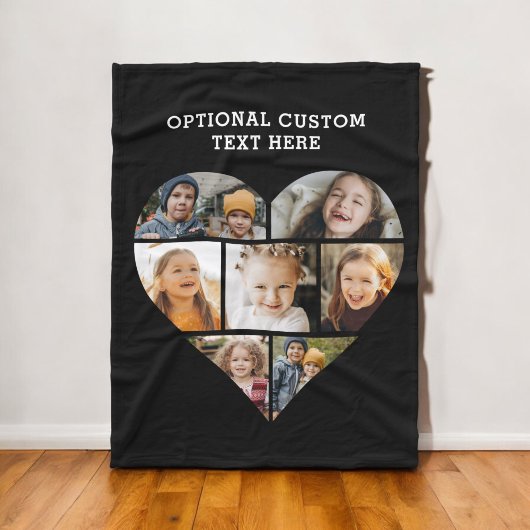 Foto-Collage 7 Bild Personalisiert Schwarz Fleecedecke