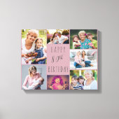 Foto Collage 7 Bild Rosa Grau 80. Geburtstag Leinwanddruck (Vorderseite)