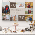 Foto Collage 7 Personalisiert 70. Geburtstag Banner<br><div class="desc">Personalisiertes Banner zum 70. Geburtstag. Die Fotovorlage ist Set für Sie, 7 Ihrer Lieblings-Fotos hinzuzufügen, die in einer Foto-Collage um den Geburtstag Gruß angezeigt werden. Die Formulierung lautet einfach "Happy Birthday [dein Name]" in lässiger Typografie. "70" ist tatsächlich bearbeitbar, wenn man dieses Design für einen anderen Geburtstag haben möchte. Dieses...</div>