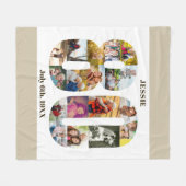 Foto Collage 80. Geburtstag neutrales Beige Bild Fleecedecke (Vorderseite (Horizontal))