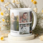 Foto Collage 9 Bilder Monogramm Easy DIY Kaffeetasse<br><div class="desc">Genießen Sie eine warme Tasse Ihres Lieblingsgetränks in dieser personalisierten Foto Collage Tasse. Diese Tasse verfügen über 9 Foto Ihrer Familie (1 vertikal in der Mitte, 4 quadratisch auf jeder Seite), sowie Ihren Vor- oder Nachnamen in der Mitte. Der Text ist grau neblig. Füllen Sie einfach die einfachen Vorlagenfelder aus,...</div>