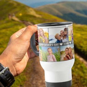 Foto Collage 9 Fotos und Text für den Vater Reisebecher