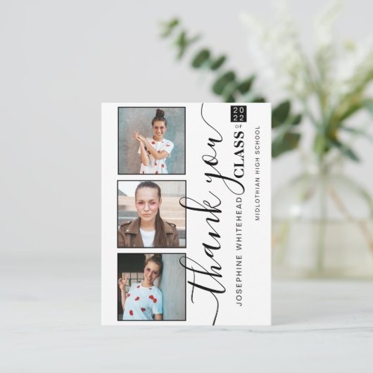 Foto Collage Abschluss 2022 Danke White Postkarte (Stehend Vorderseite)
