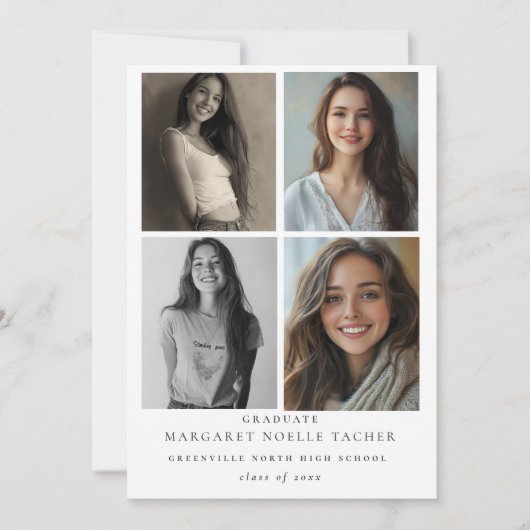 Foto Collage Abschluss Ankündigungskarte Einladung (Vorderseite)