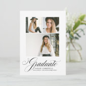 Foto Collage Abschluss Card BLACK / 3 Foto Einladung (Stehend Vorderseite)