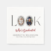 Foto-Collage-Abschluss Elegantes Skript  Serviette (Vorderseite)