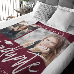 Foto Collage Abschluss Fleece Blanket Burgundy