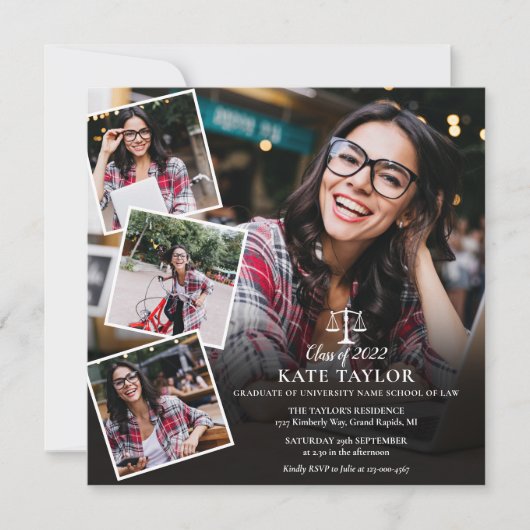 Foto Collage Abschluss Square Einladung (Vorderseite)