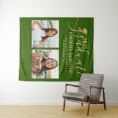 Foto Collage Abschluss Stand Grüner Hintergrund Wandteppich (Beispiel (Horizontal))