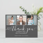Foto Collage Abschluss Vielen Dank 2022 Dunkelgrau Dankeskarte (Stehend Vorderseite)