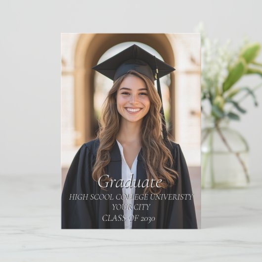 Foto Collage Absolvent und Abschluss Einladung (Stehend Vorderseite)